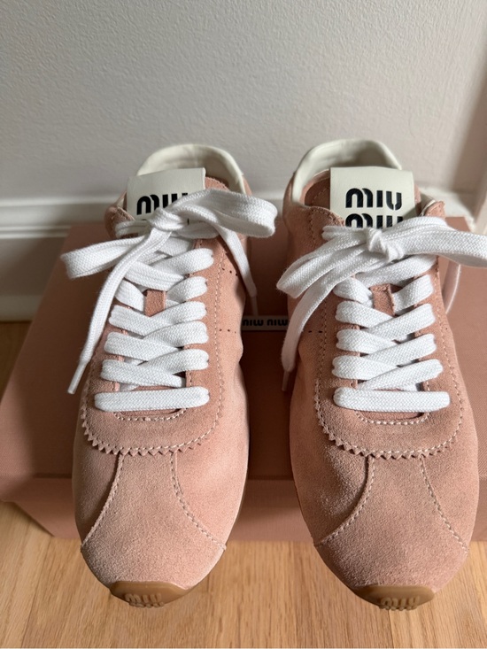 Miu Miu Shoes - Miu Miu Plume Pink Suede Low-Top Sneakers 8.5